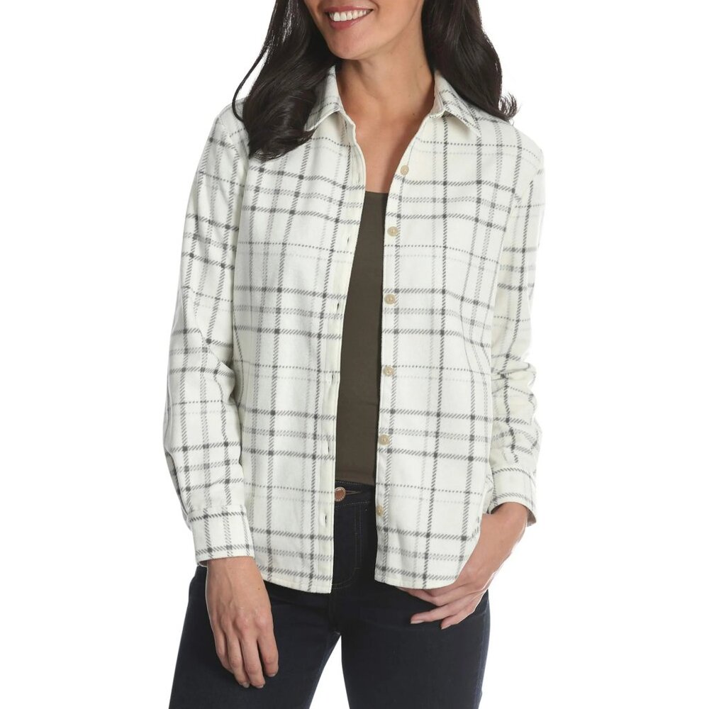 Lee Riders Women's Long Sleeve Knit Fleece Shirt Button front Size M